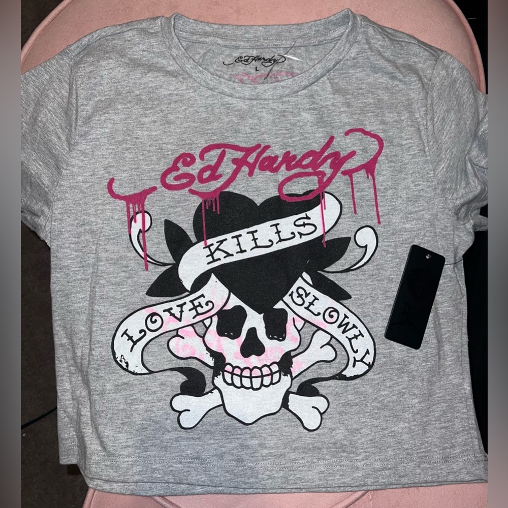 Ed Hardy skull Graphic crop top